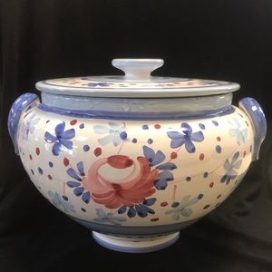 Vintage Made in Italy Hand Painted Ceramic Casserole/Bean/Soup/Storage Pot